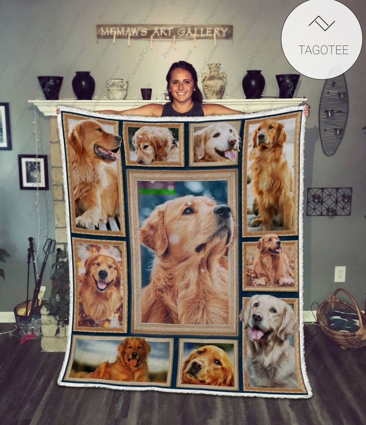 Golden Retrie Dog Quilt Blanket