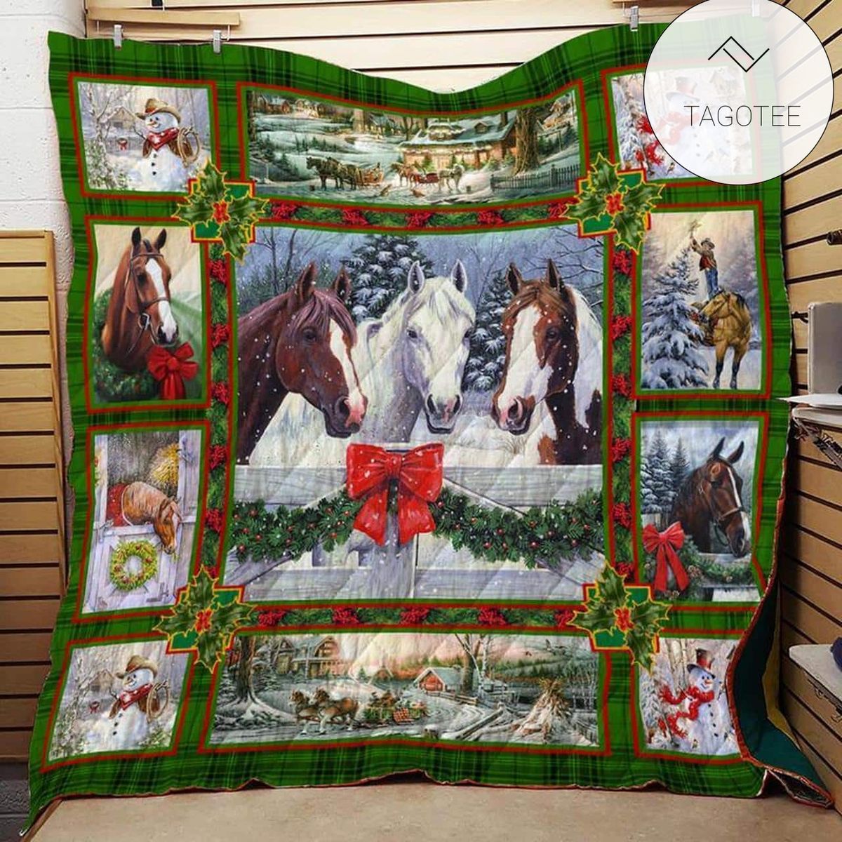 Horse Xmas Time Quilt Blanket
