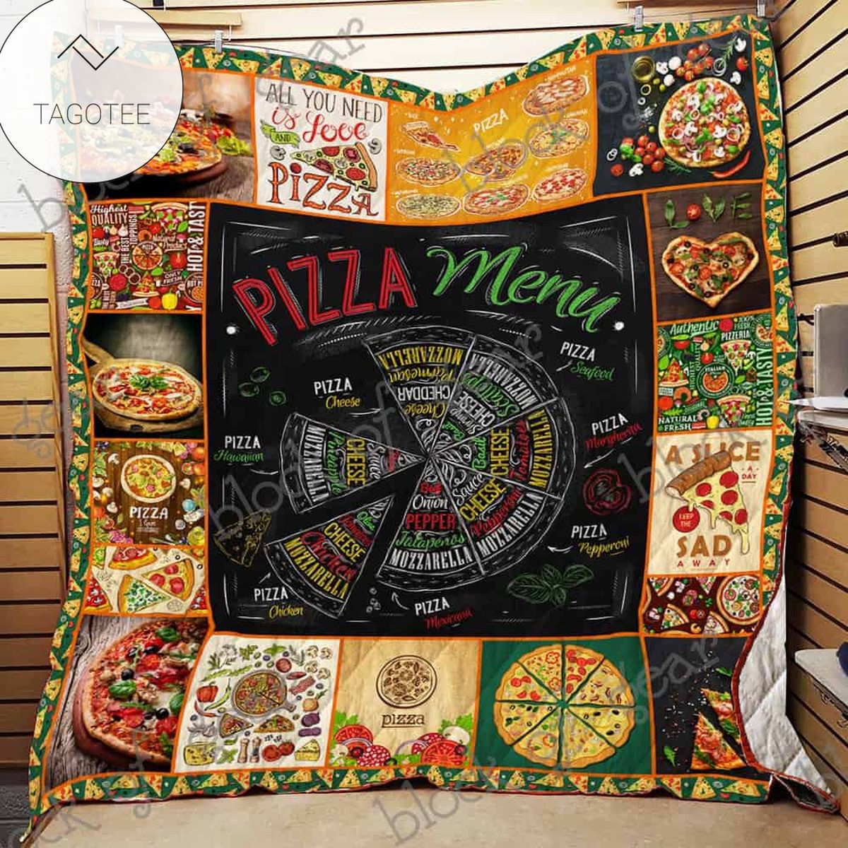 Love Pizza Quilt Blanket