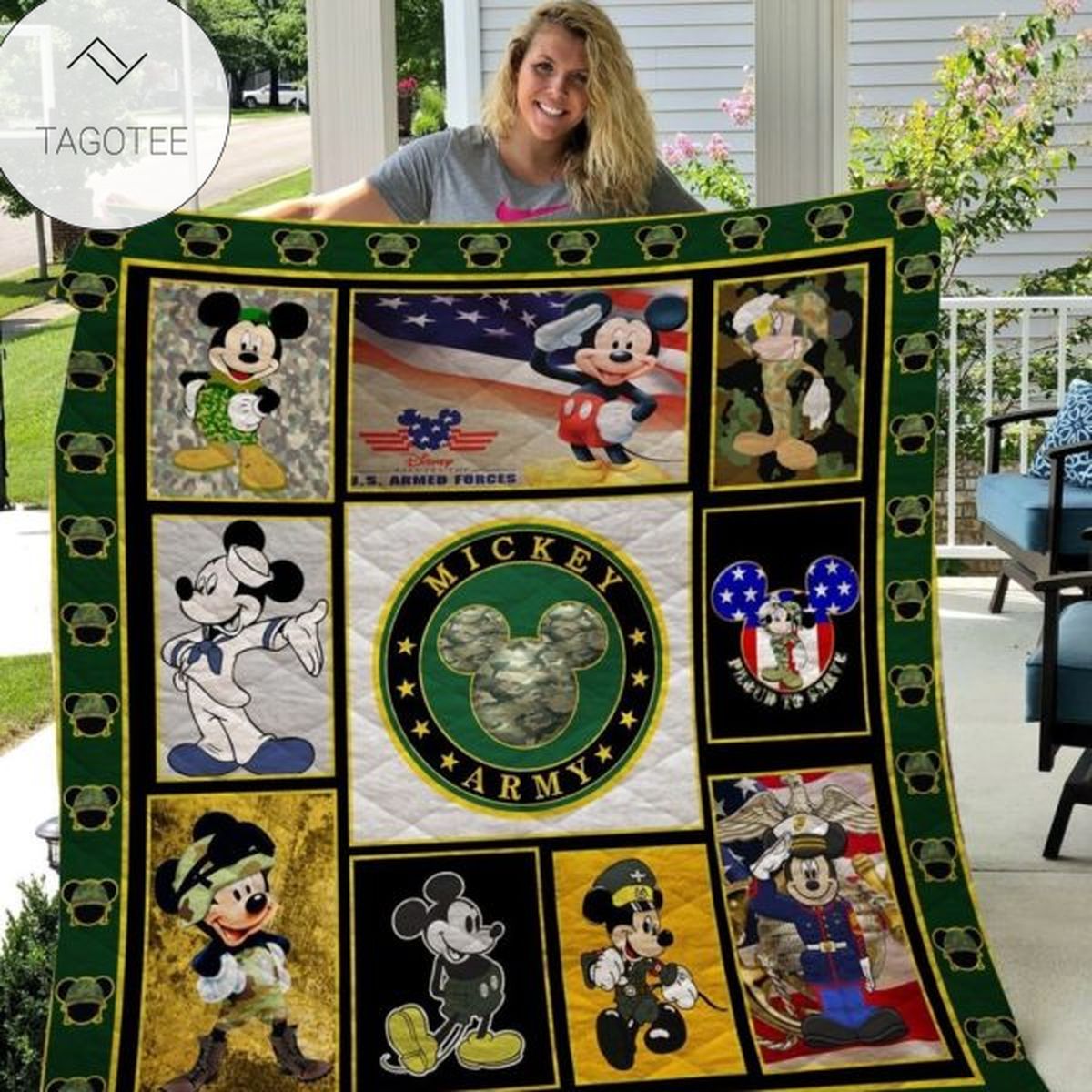 Mickey Army Military Quilt Blanket