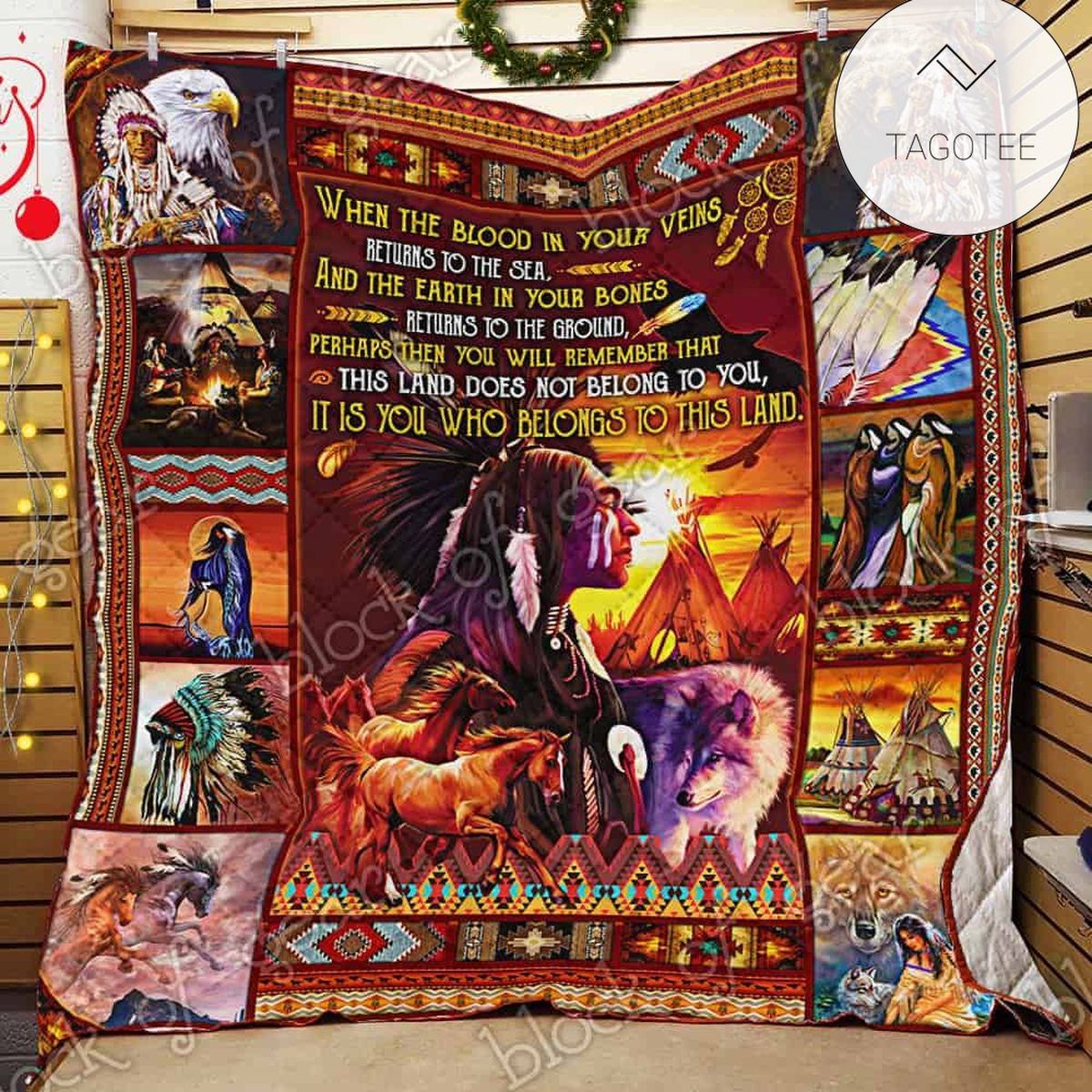 Native American History Quilt Blanket