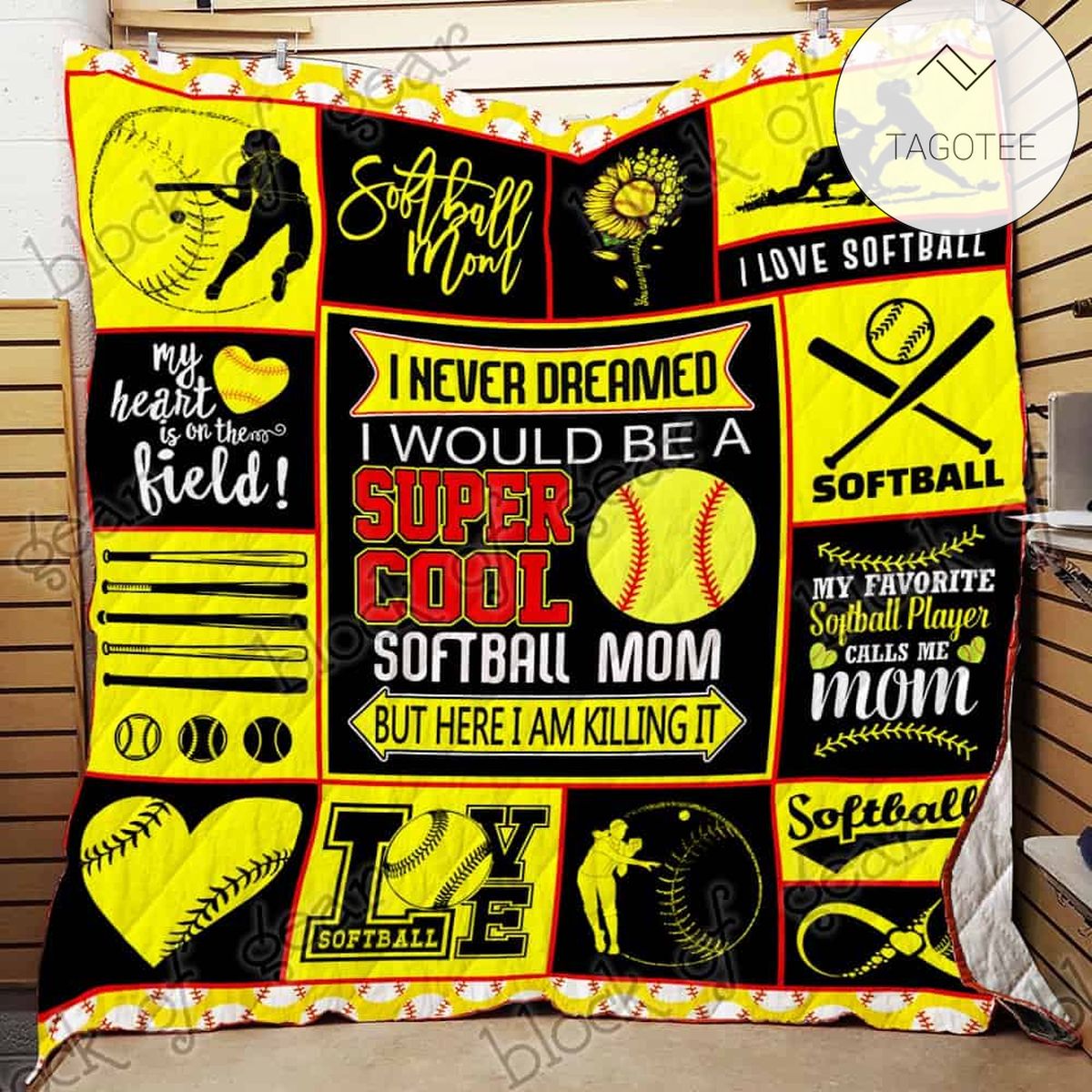 Proud Softball Mom Quilt Blanket