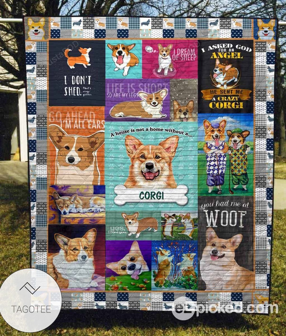 A House Is Not A Home Without A Corgi Quilt Blanket