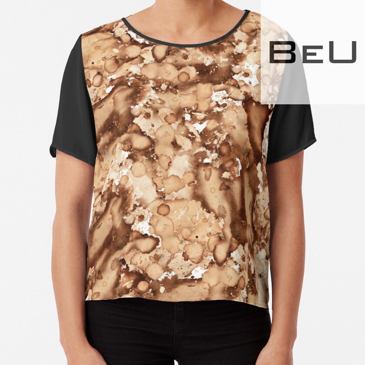 Abstract Brown Coffee Grunge Background Chiffon Top