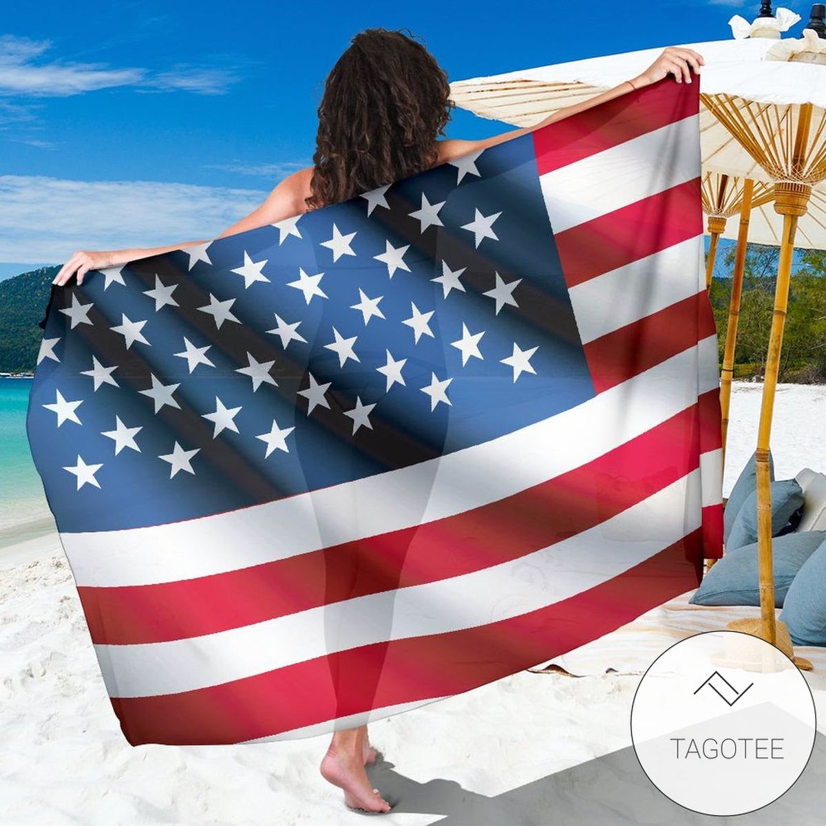 American flag Classic Sarong Womens Swimsuit Hawaiian Pareo Beach Wrap