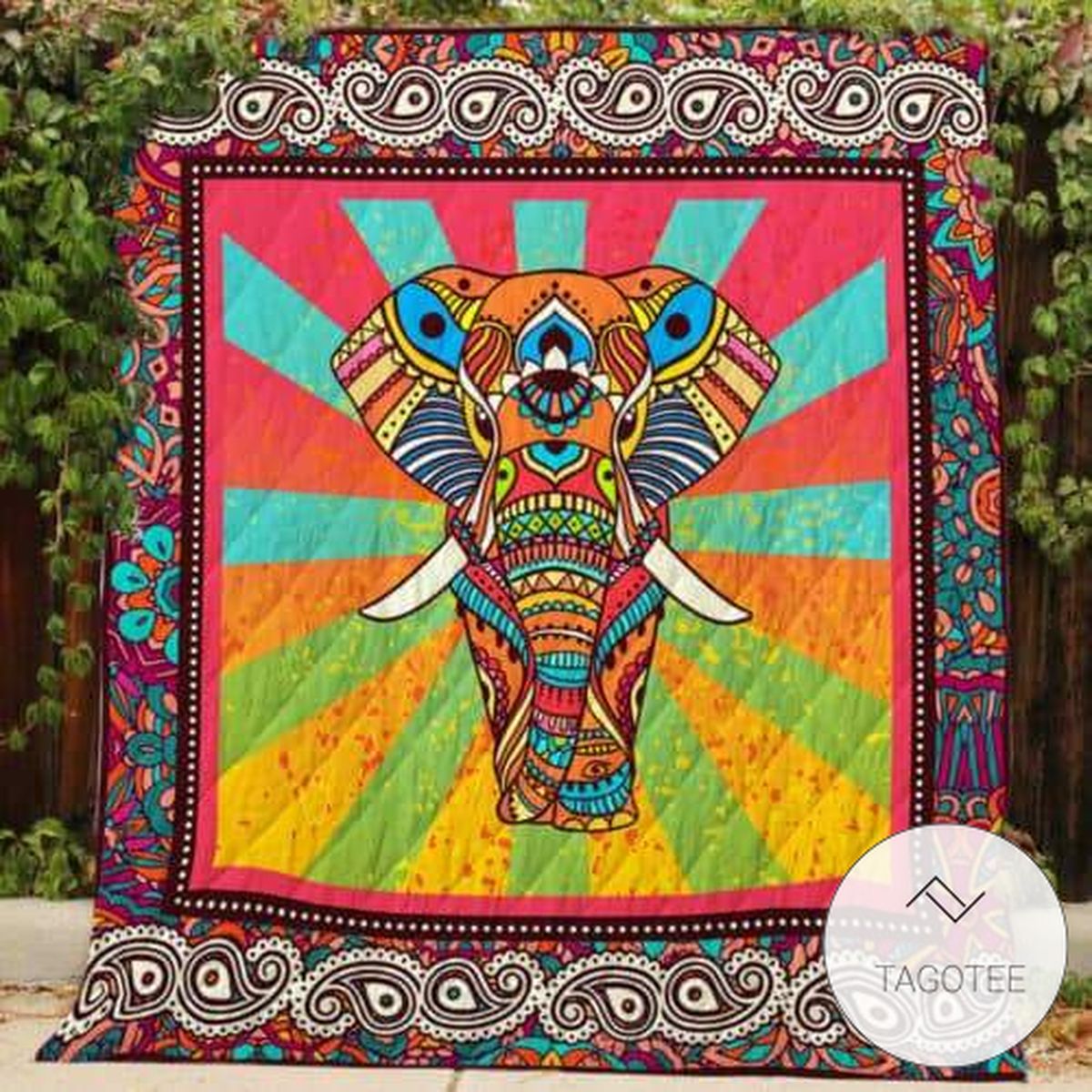 Boho Elephant Art Quilt Blanket