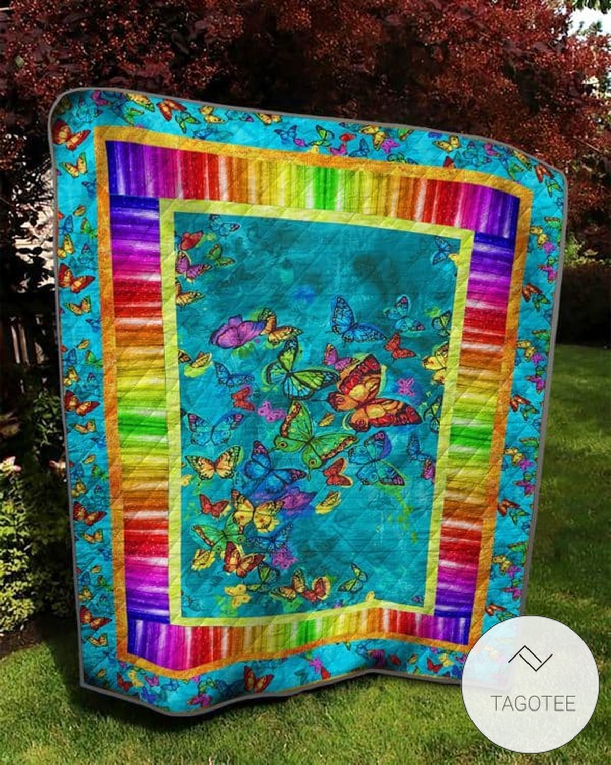 Butterfly Rainbow Colors Quilt Blanket
