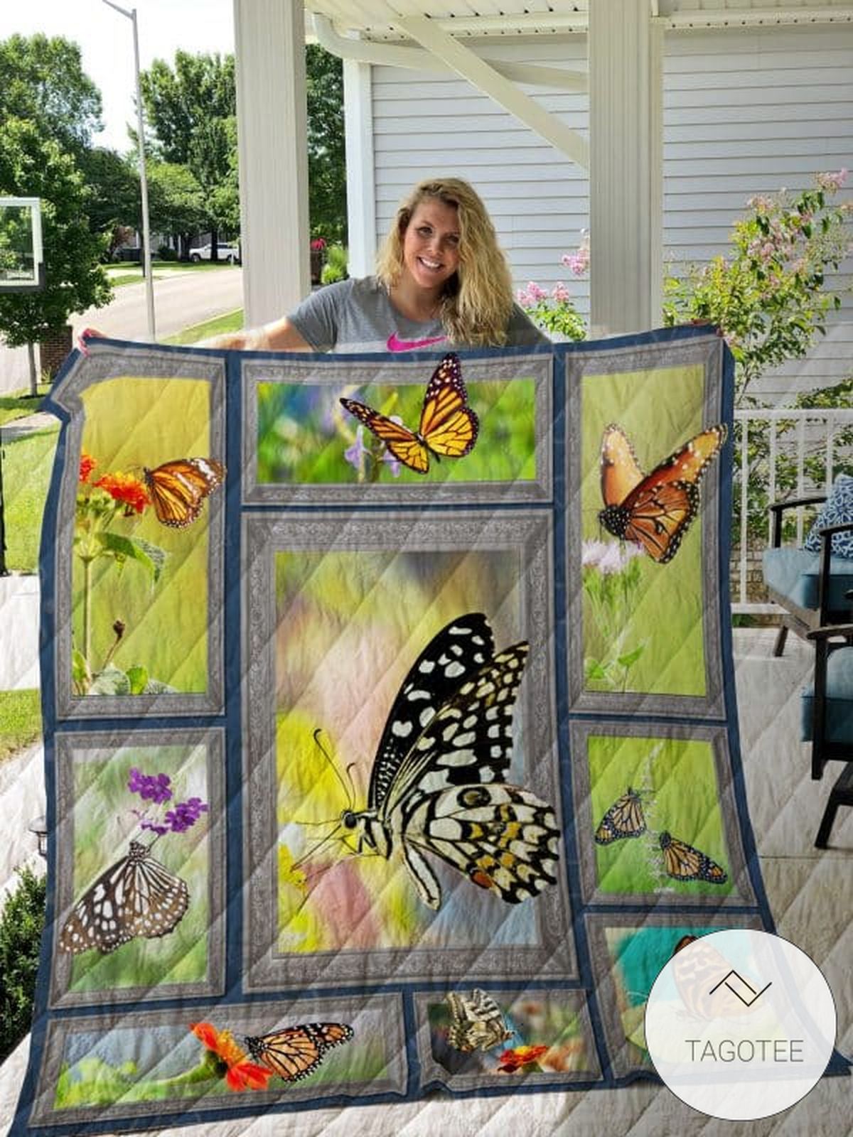Butterfly Touch The Petals Quilt Blanket