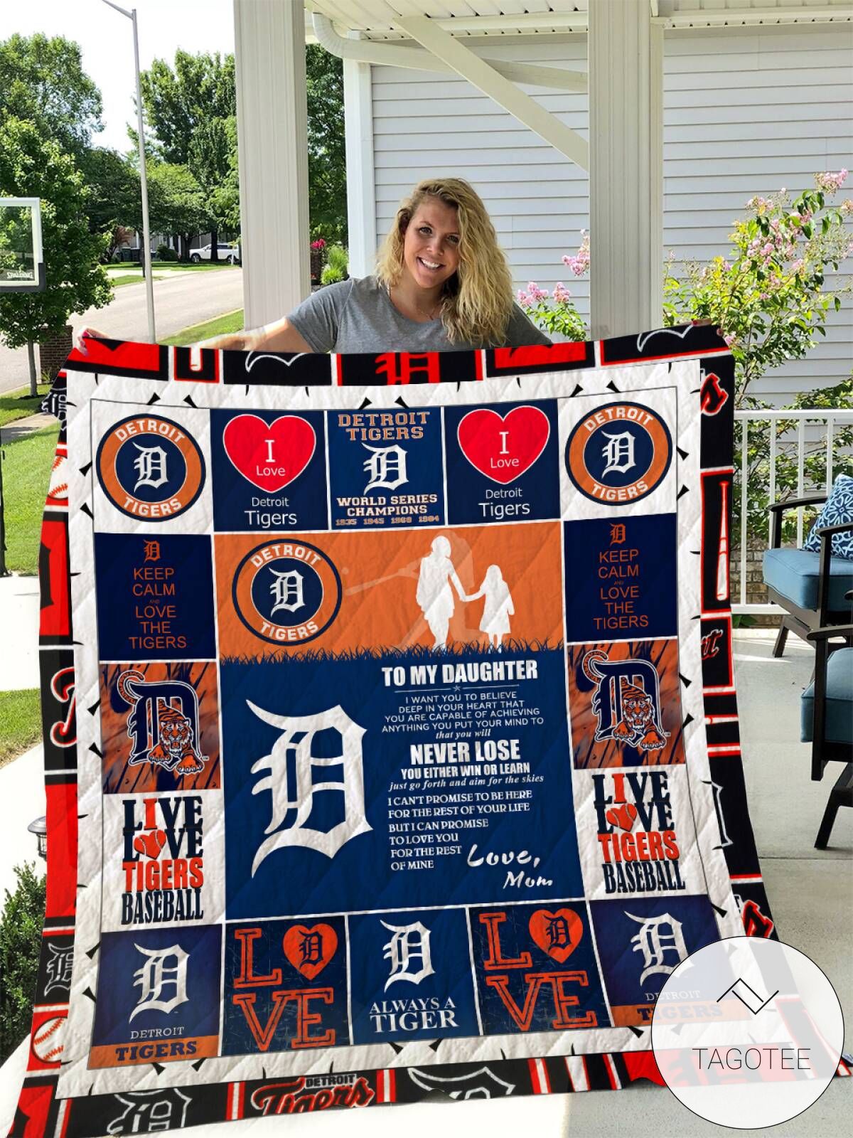 Detroit Tigers To My Daughter Love Mom Quilt Blanket
