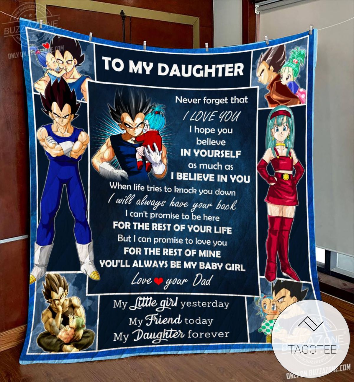 Dragon Ball Vegeta Daughter Dad Knock You Down Quilt Blanket