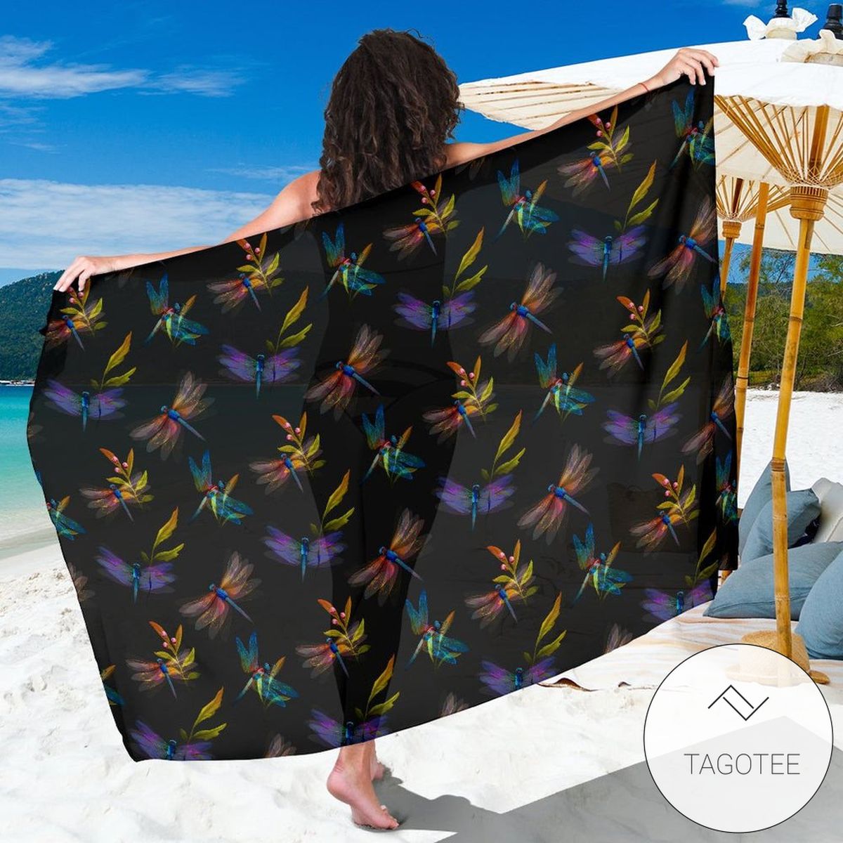 Dragonfly Colorful Realistic Print Sarong Womens Swimsuit Hawaiian Pareo Beach Wrap