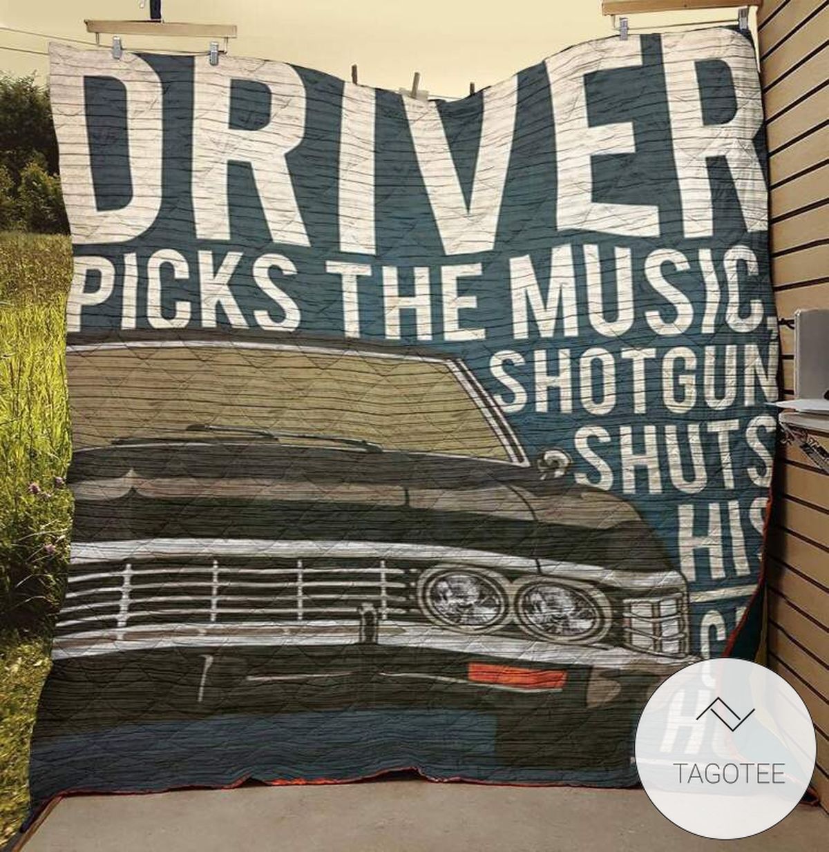 Driver Picks The Music Shotgun Shuts His Cakehole Quilt Blanket