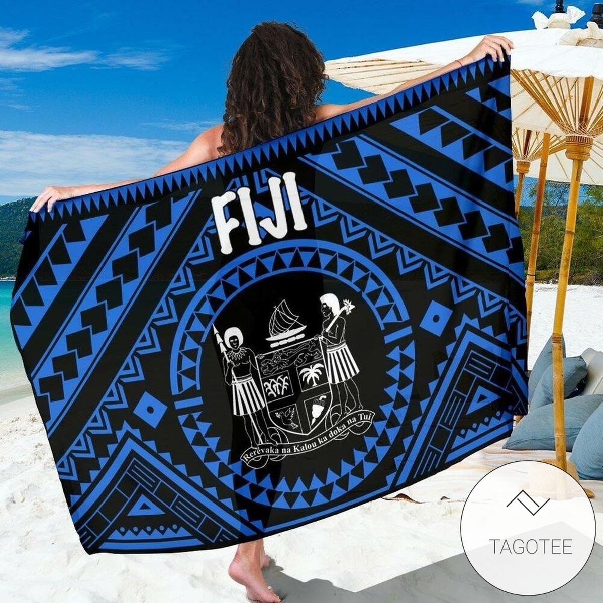Fiji Sarong Fiji Seal With Polynesian Tattoo Style Blue Hawaiian Pareo Beach Wrap