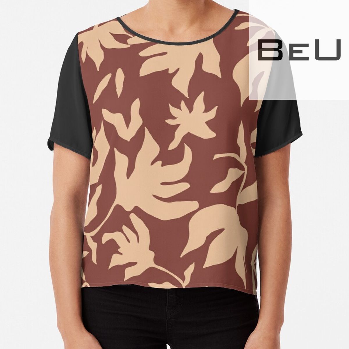 Floral And Leaf Foliage Jumbo Pattern T-shirt