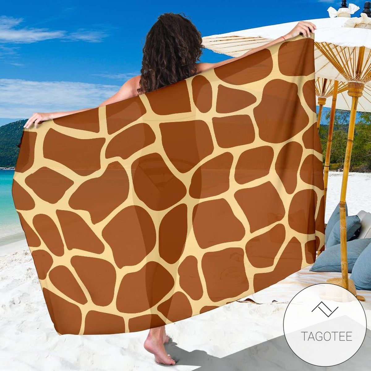 Giraffe Texture Print Sarong Womens Swimsuit Hawaiian Pareo Beach Wrap