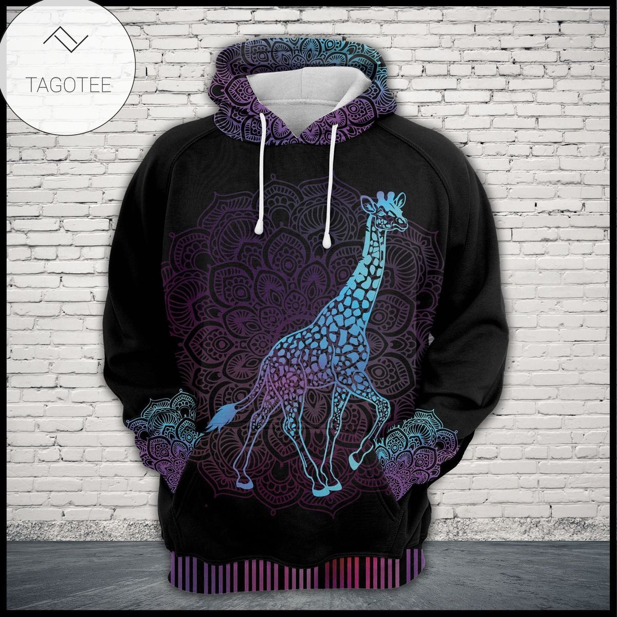Giraffe Zen Pattern Purple Hoodie