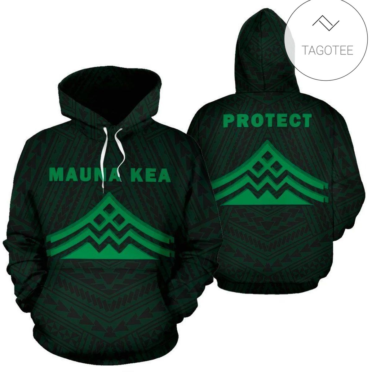 Hawaii Mauna Kea Polynesian Green Hoodie