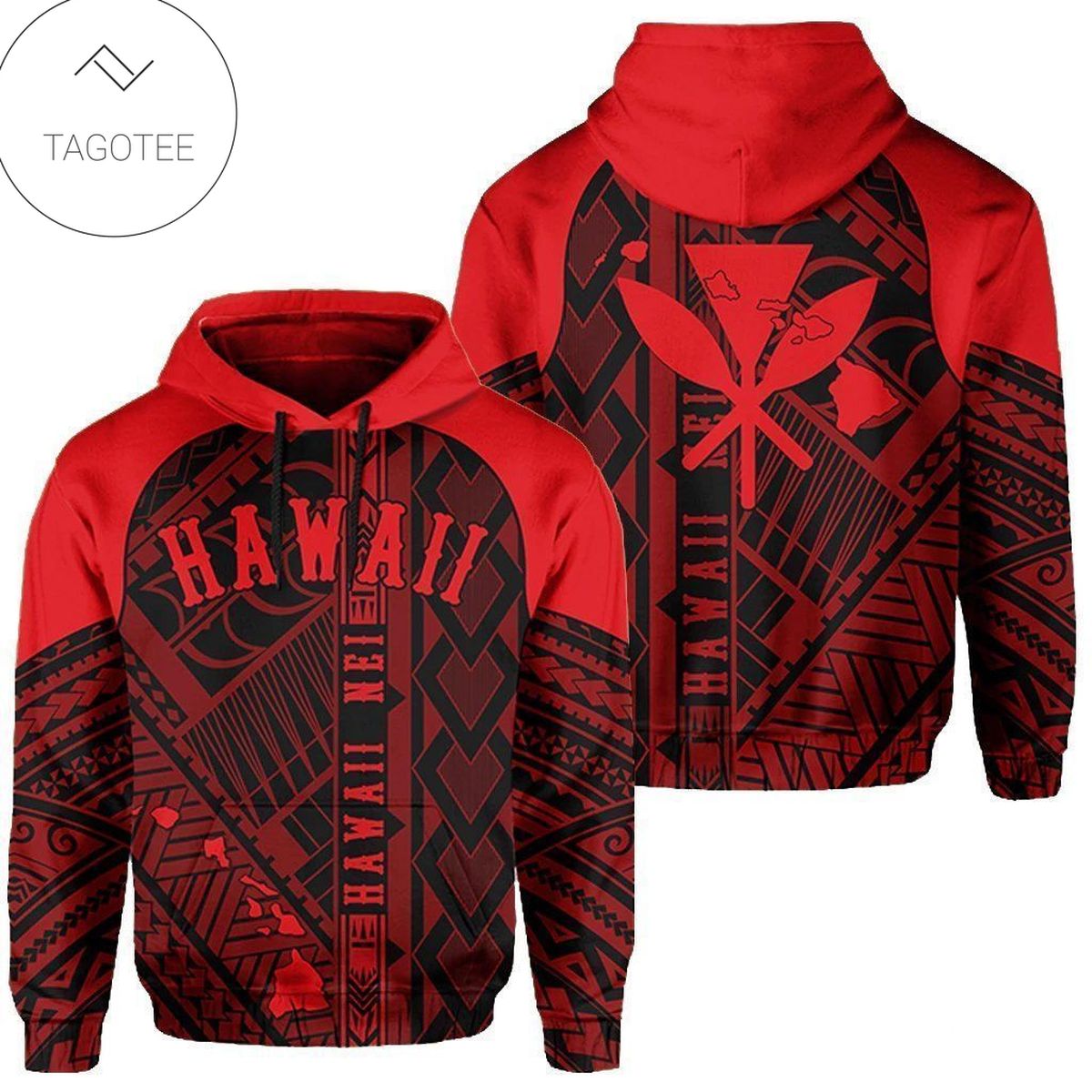 Hawaii Nei Polynesian Red Hoodie
