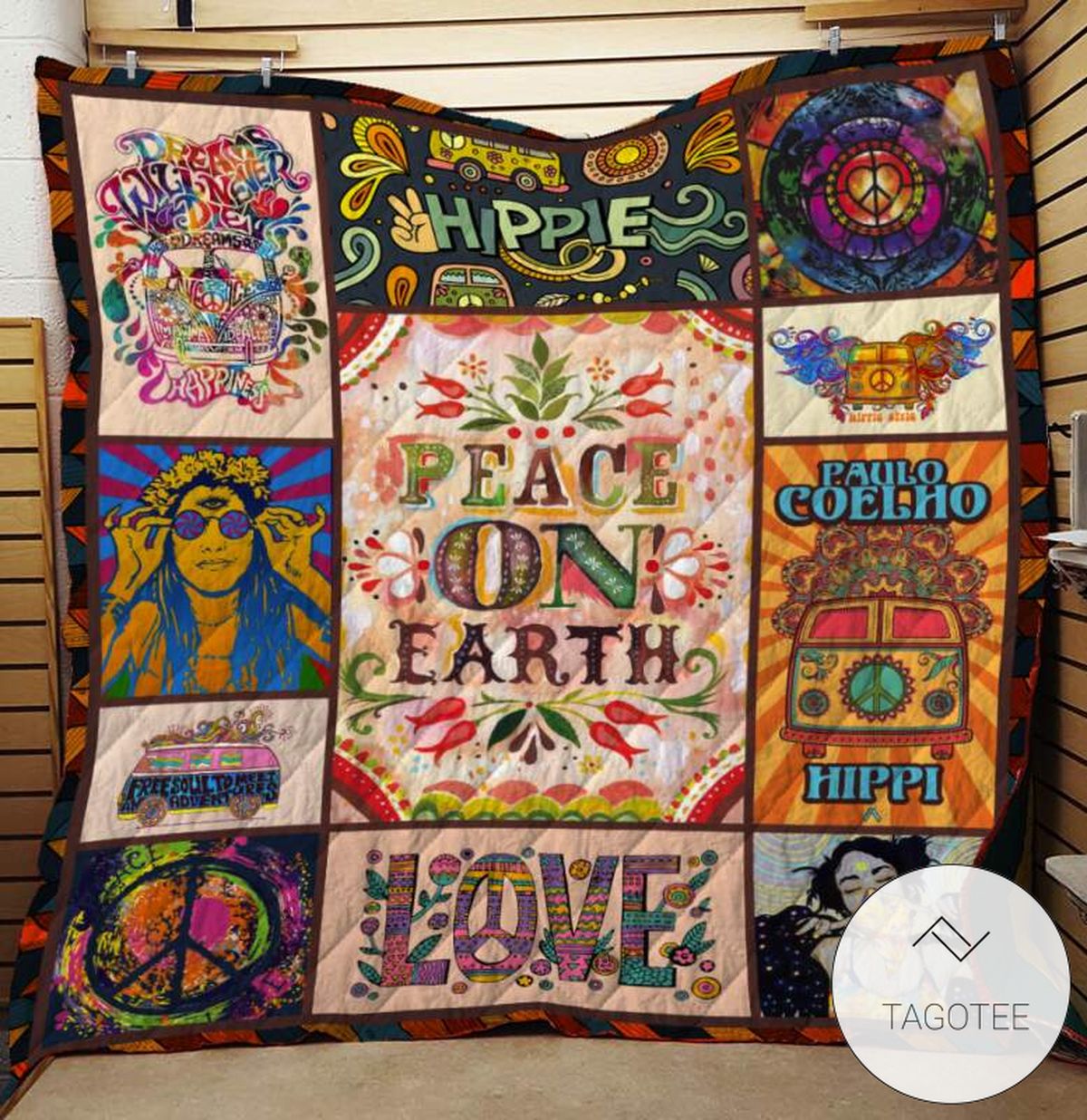Hippie On Earth Quilt Blanket