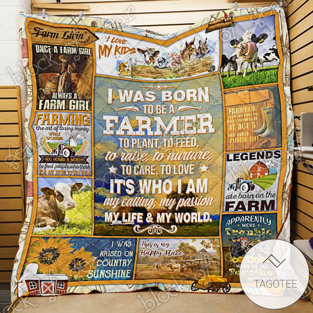 I Was Born To Be Farmer Quilt Blanket