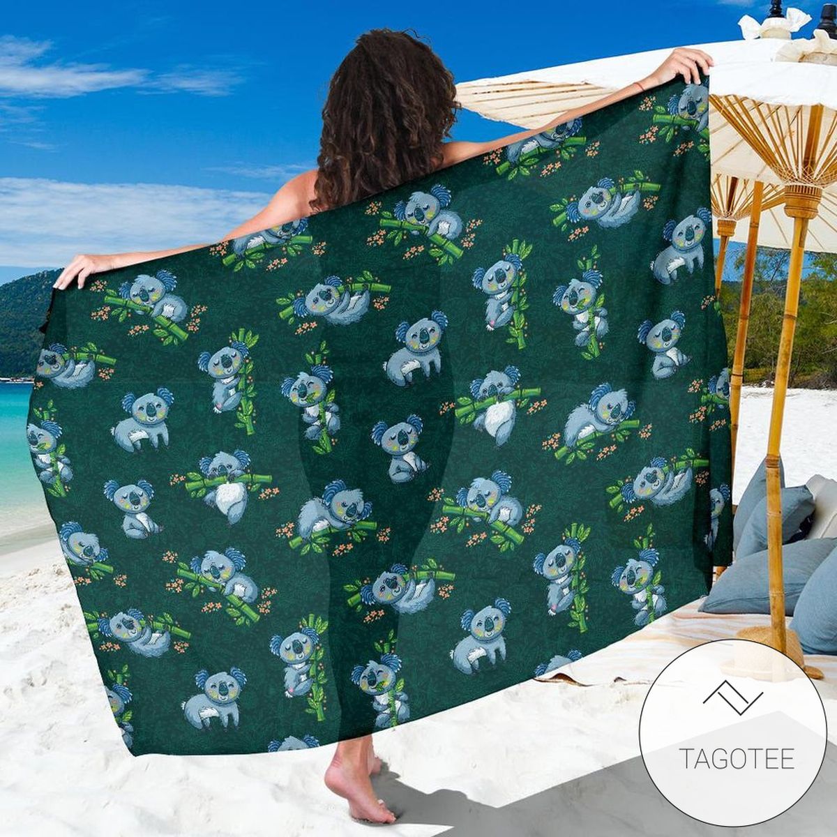 Koala Blue Design Print Sarong Womens Swimsuit Hawaiian Pareo Beach Wrap