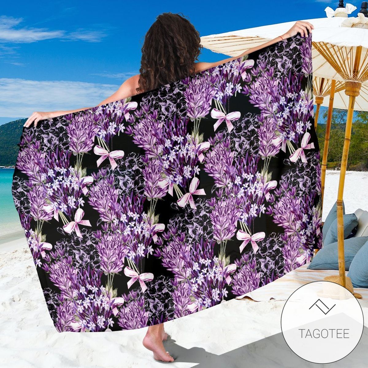 Lavender Pattern Print Sarong Womens Swimsuit Hawaiian Pareo Beach Wrap