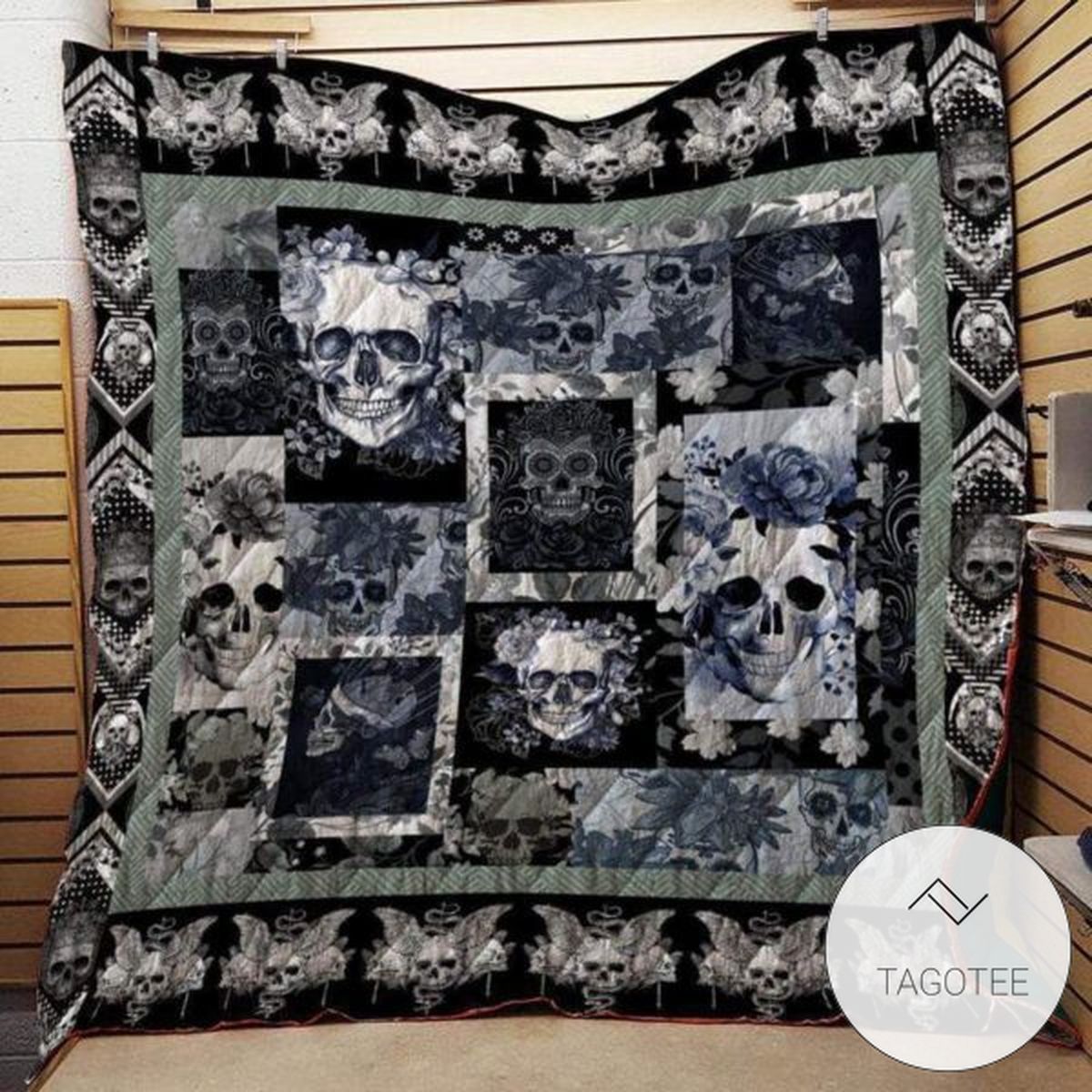 Multi Skull Fabric Quilt Blanket