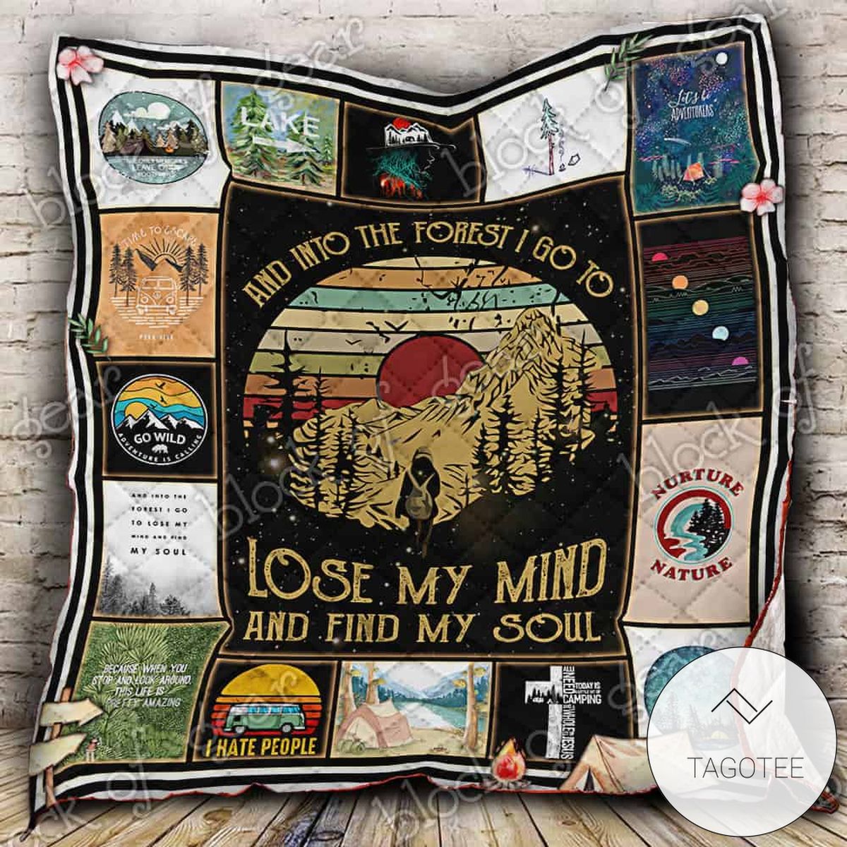 My Soul Is In The Forest Camping Quilt Blanket