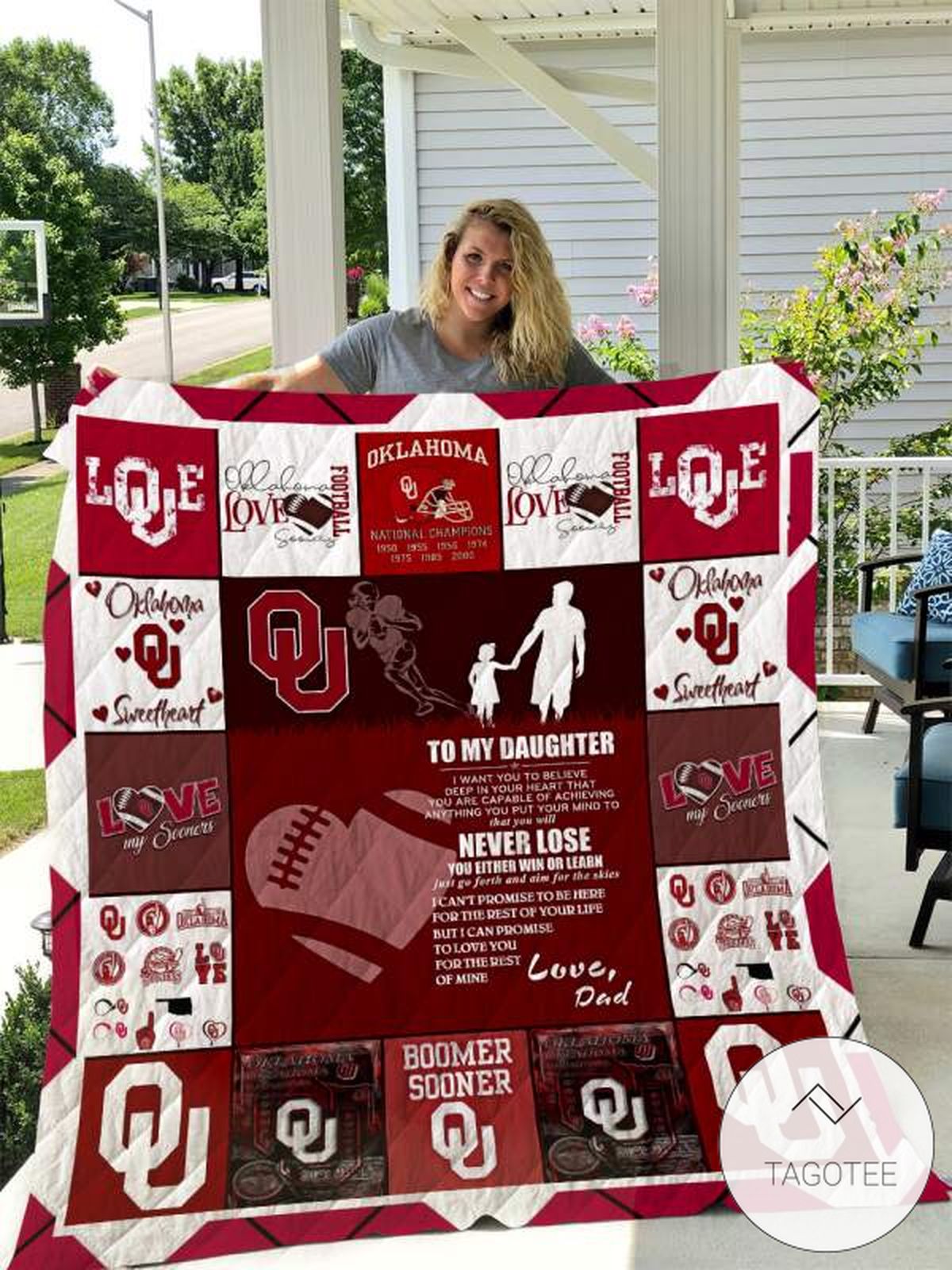 Oklahoma Sooners To My Daughter Love Dad Quilt Blanket