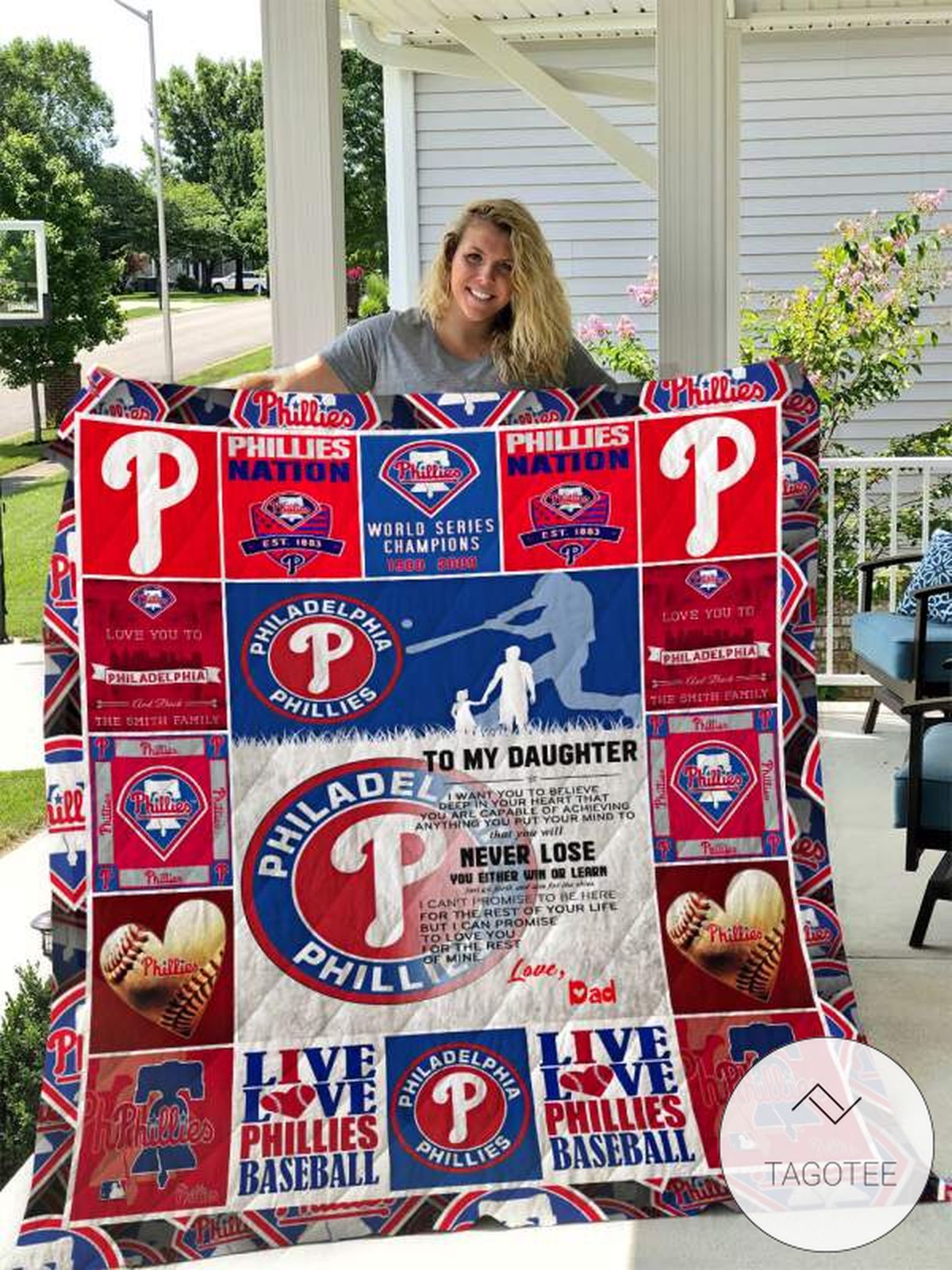 Philadelphia Phillies To My Daughter Love Dad Quilt Blanket