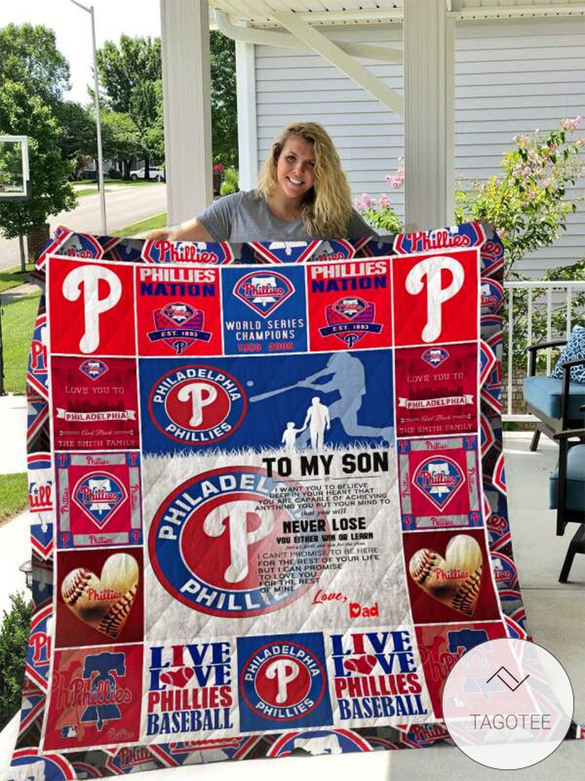 Philadelphia Phillies To My Son Love Dad Quilt Blanket