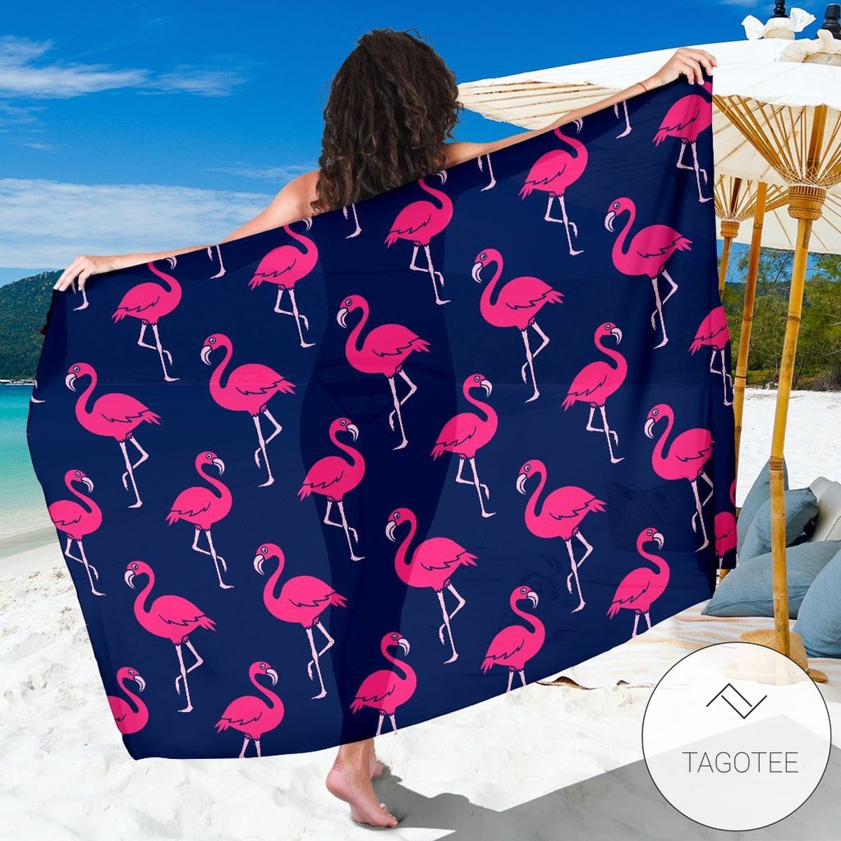 Pink Flamingo Pattern Sarong Womens Swimsuit Hawaiian Pareo Beach Wrap