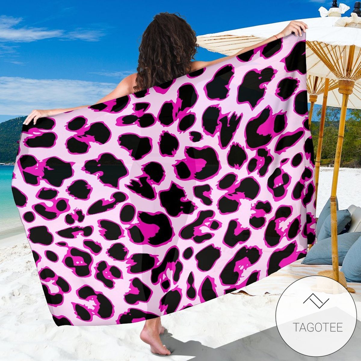 Pink Leopard Print Sarong Womens Swimsuit Hawaiian Pareo Beach Wrap