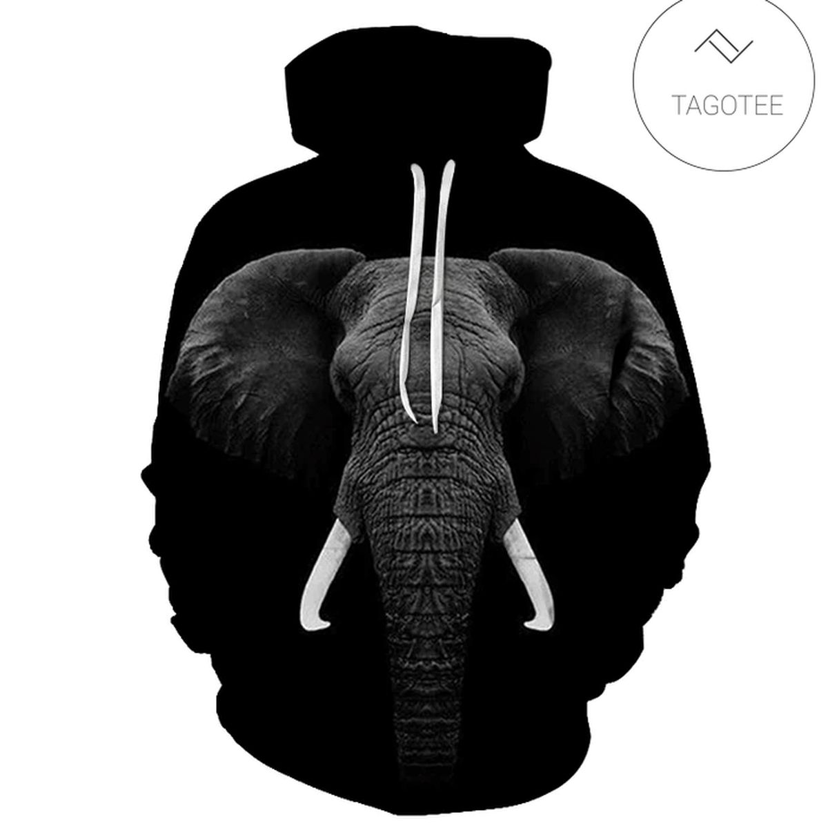 Regal Elephant Face Black Youth Hoodie