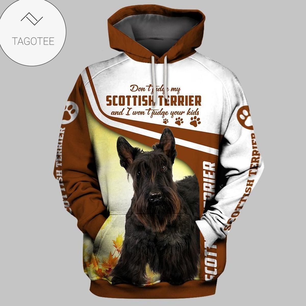 Scottish Terrier Brown And White Cute Hoodie