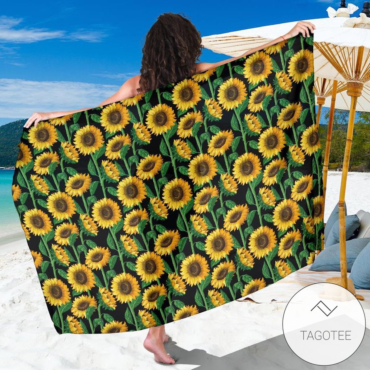 Sunflower Realistic Print Pattern Sarong Womens Swimsuit Hawaiian Pareo Beach Wrap