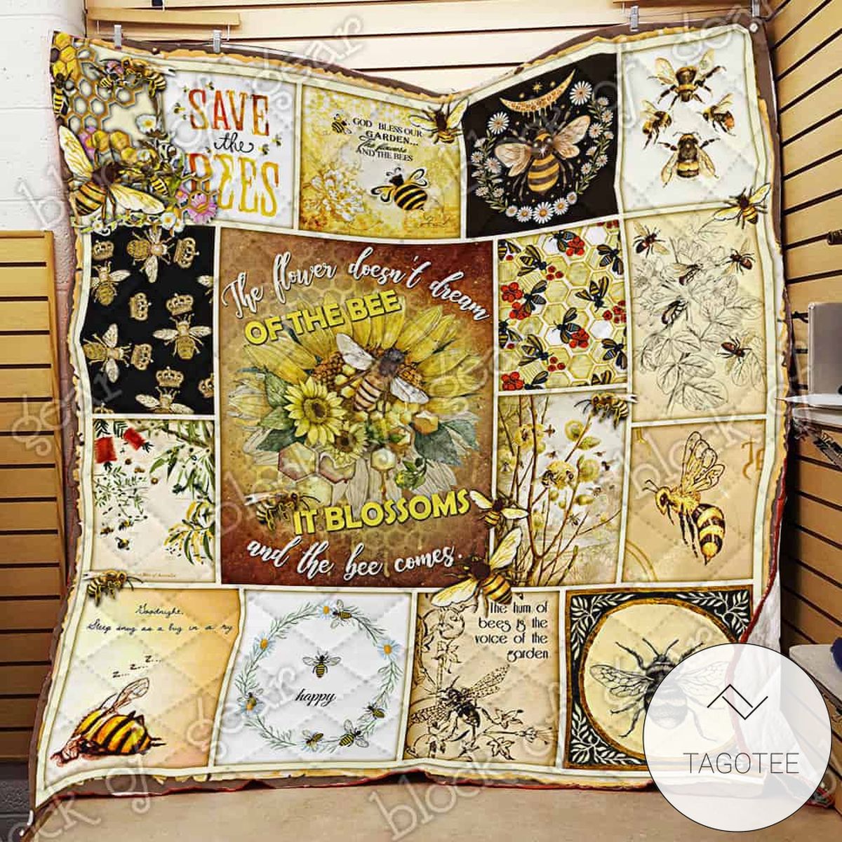 The Flower Blossoms And The Bee Comes Quilt Blanket