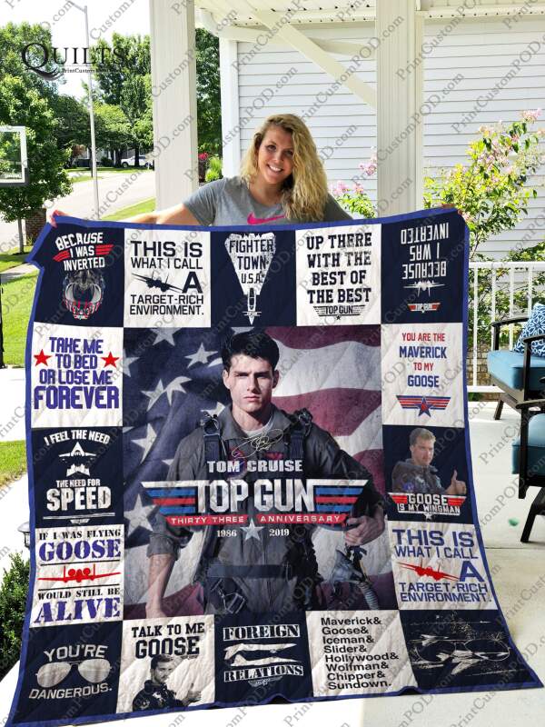 Top Gun Tom Cruise 33Th Anniversary Quilt Blanket