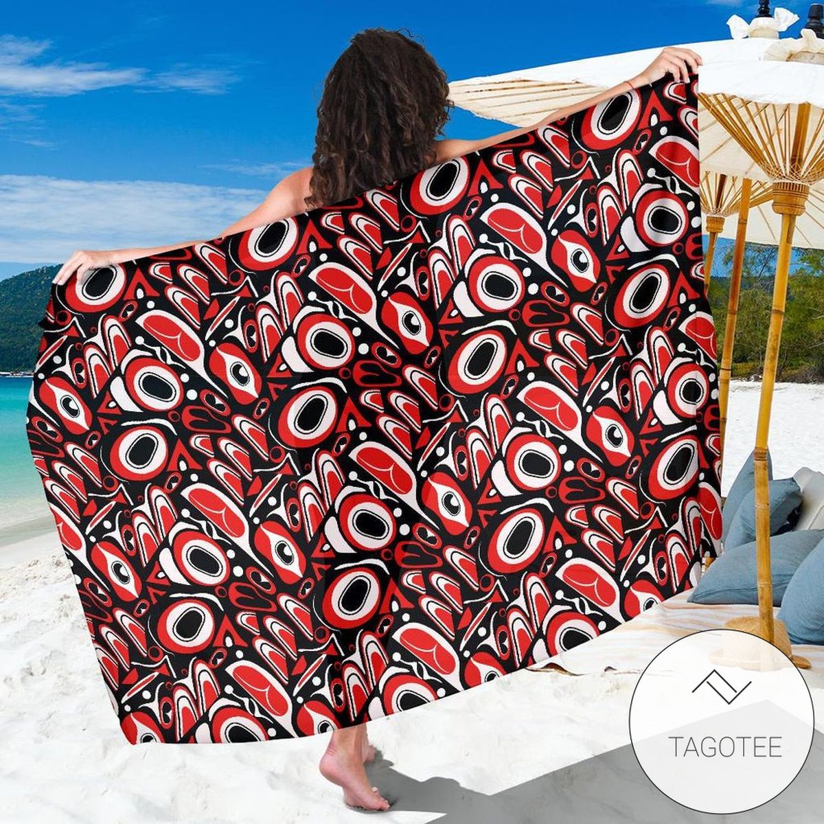 Totem Pole Texture Design Sarong Womens Swimsuit Hawaiian Pareo Beach Wrap