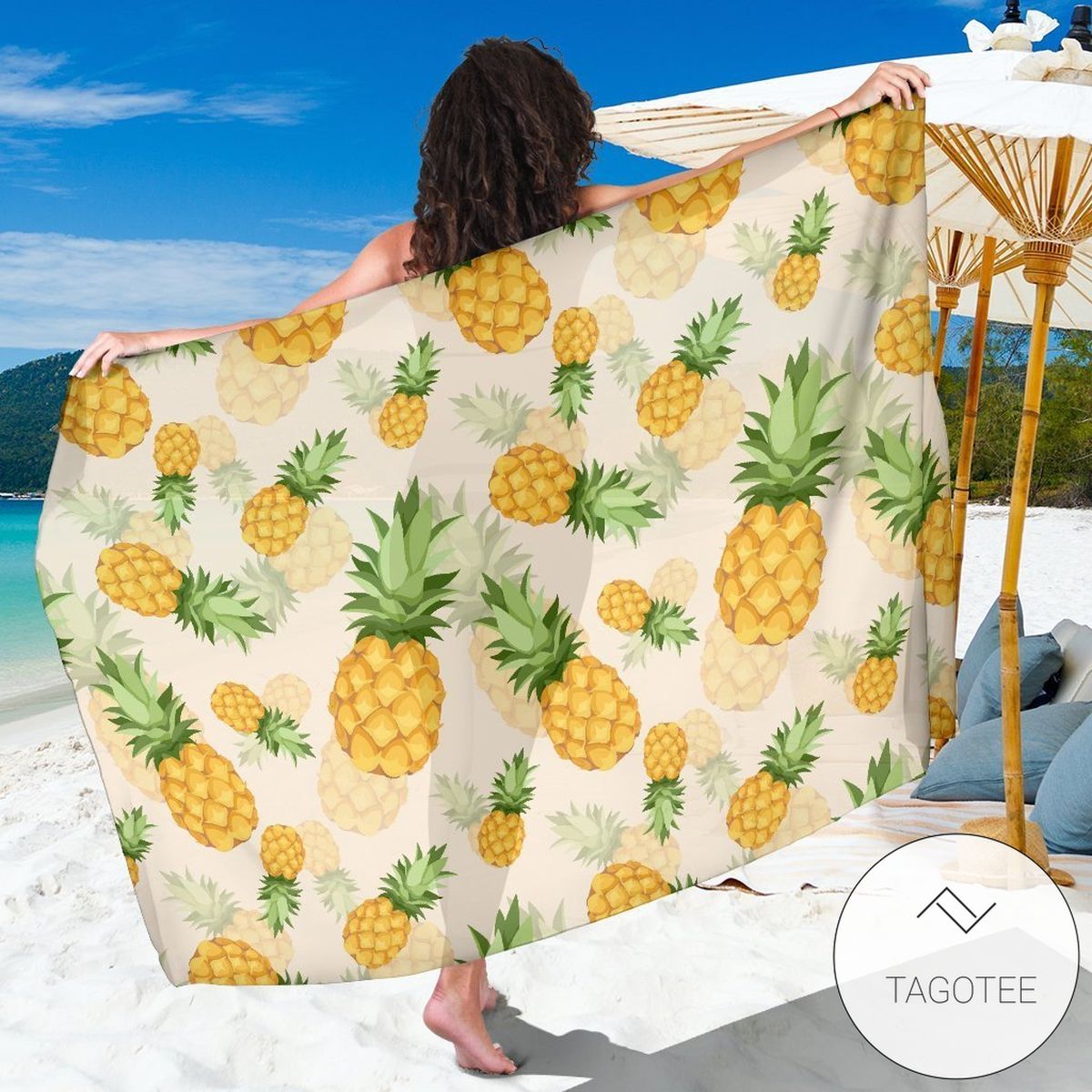 Vintage Pineapple Tropical Sarong Womens Swimsuit Hawaiian Pareo Beach Wrap