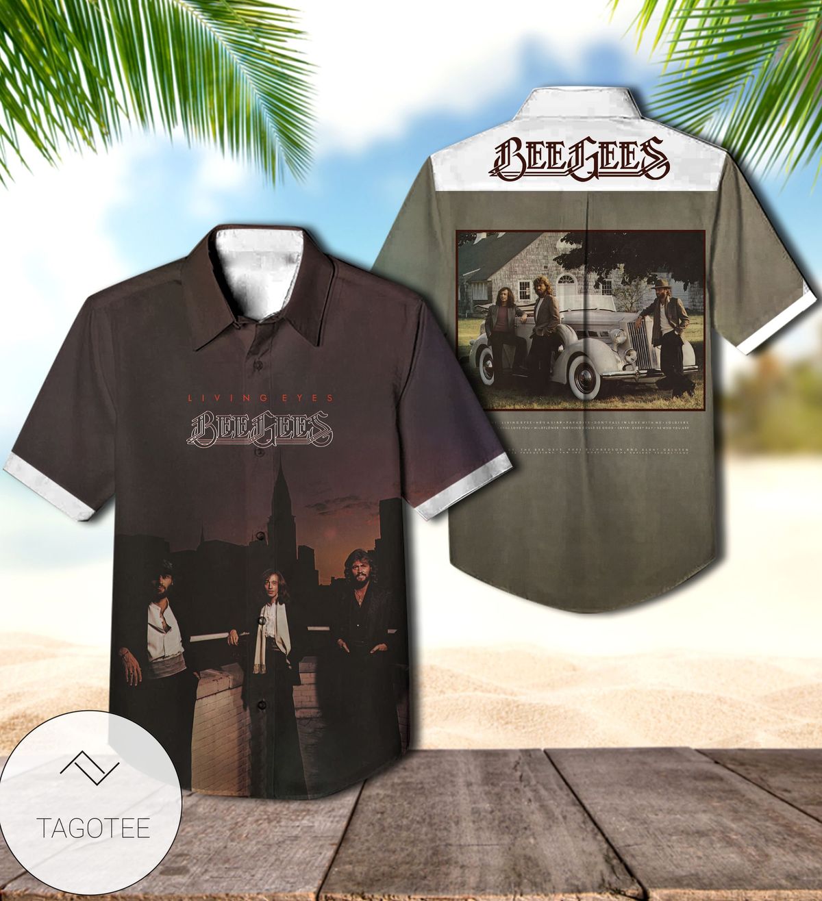 Bee Gees Living Eyes Album Cover Hawaiian Shirt