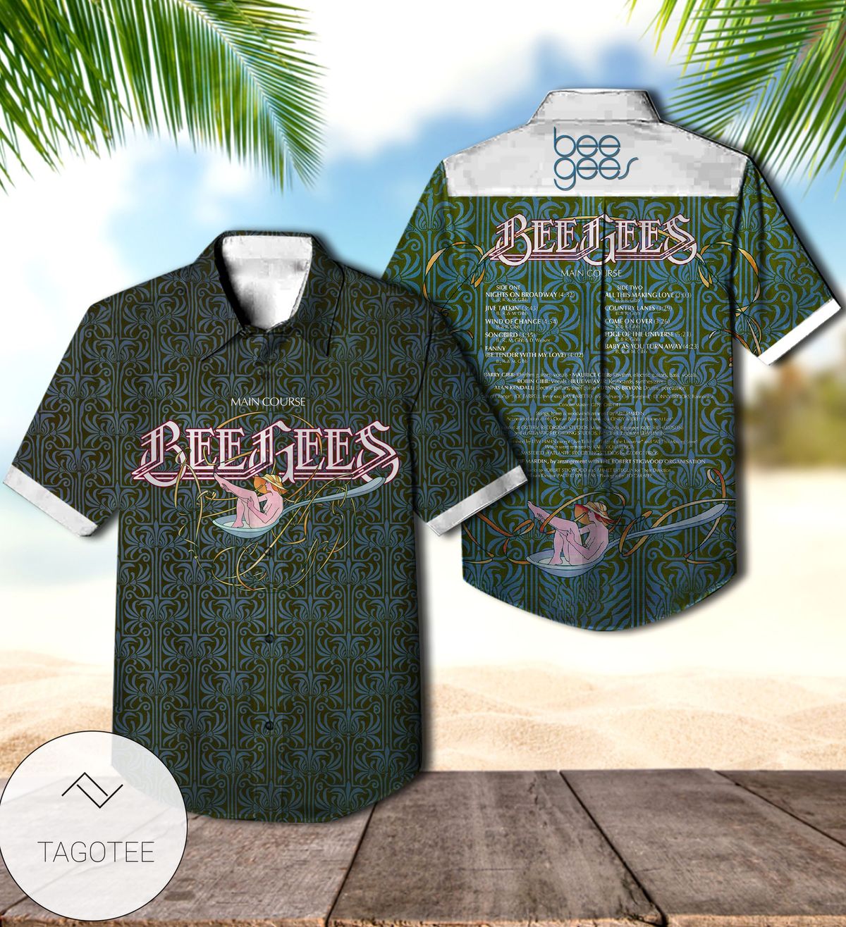 Bee Gees Main Course Album Cover Hawaiian Shirt