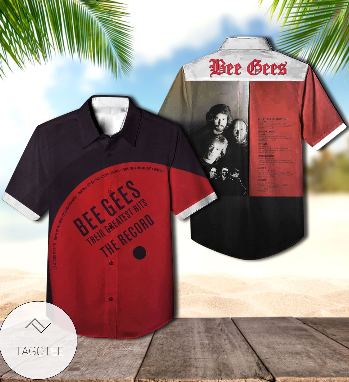 Bee Gees Their Greatest Hits The Record Album Cover Hawaiian Shirt