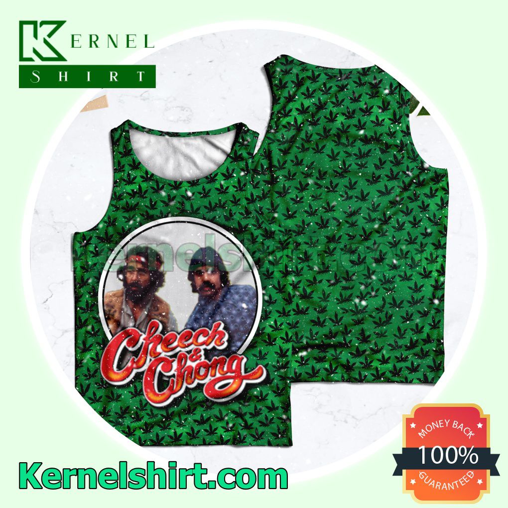 Cheech And Chong Weed Leaves Green Womens Tops