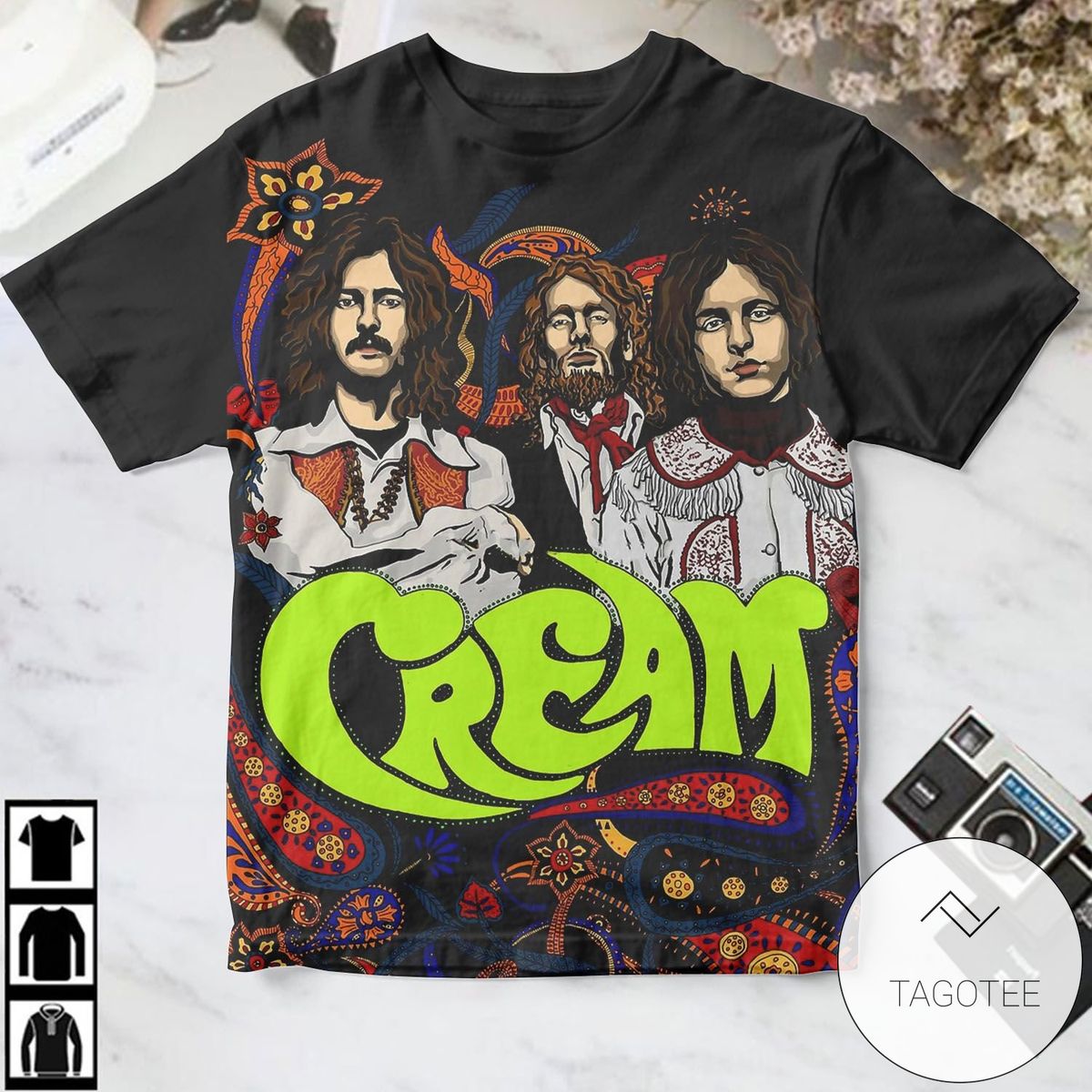 Cream Band Art Print Black Shirt