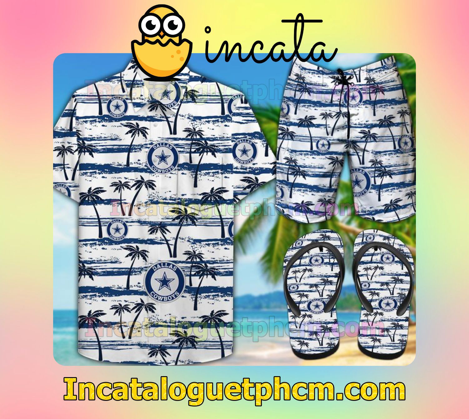 Dallas Cowboys Palm Aloha Shirt And Shorts