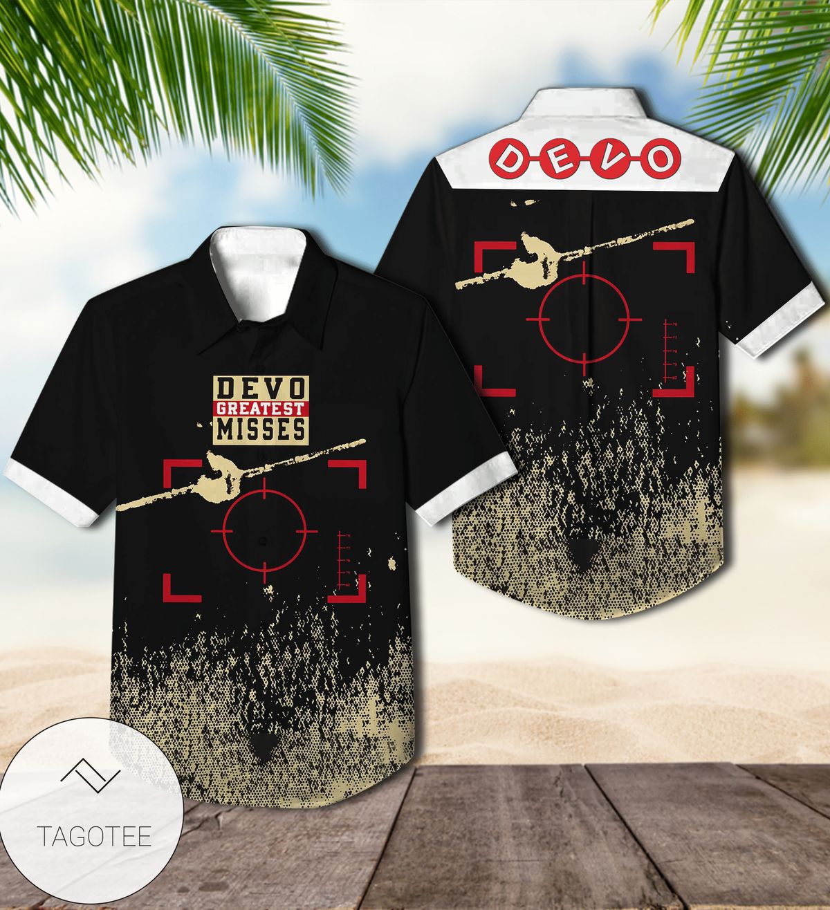 Devo's Greatest Misses Compilation Album Cover Hawaiian Shirt