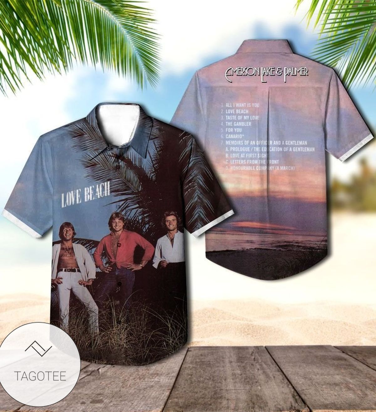 Emerson Lake And Palmer Love Beach Album Cover Hawaiian Shirt