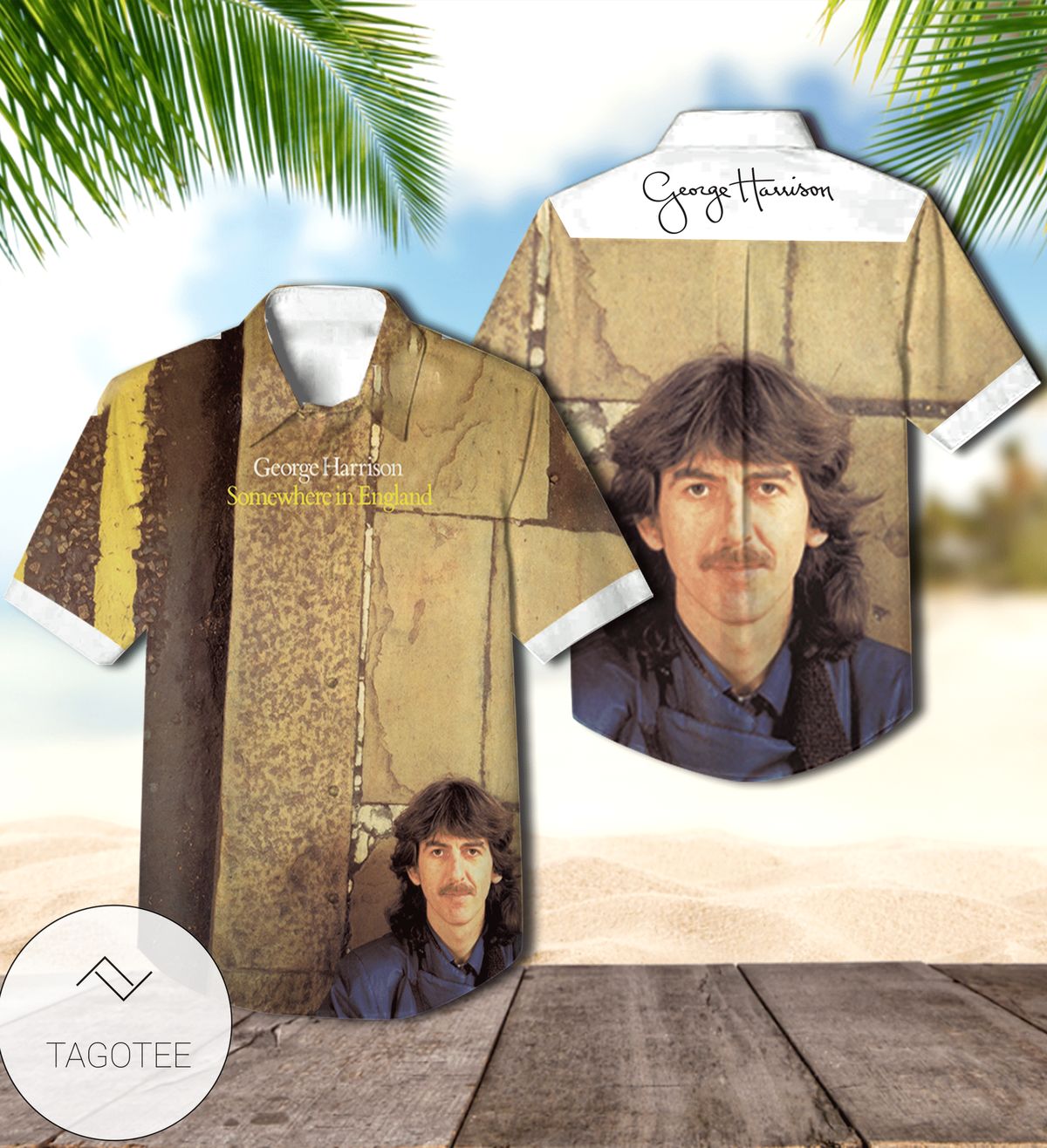 George Harrison Somewhere In England Album Cover Hawaiian Shirt