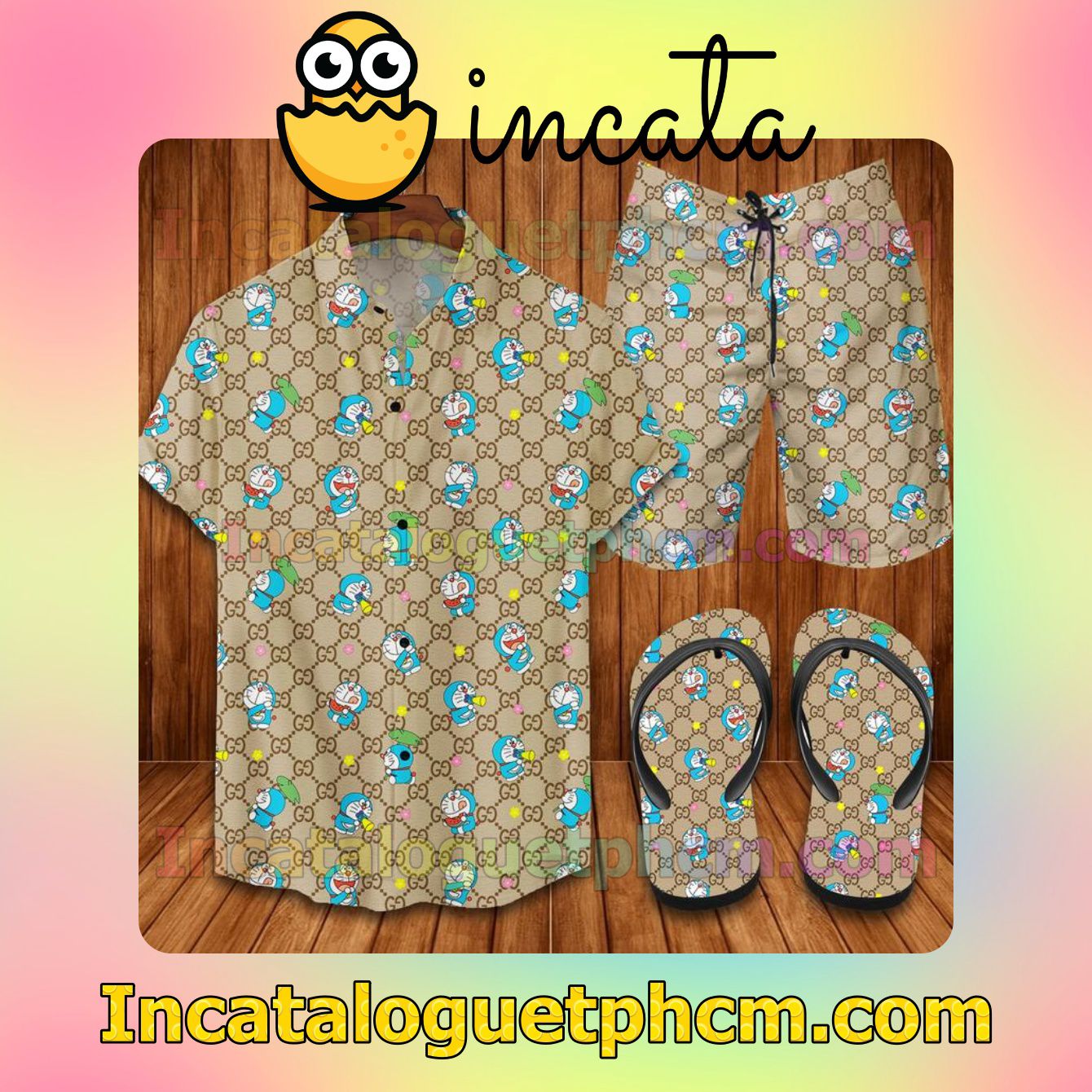 Clothing Gucci Doremon Aloha Shirt And Shorts